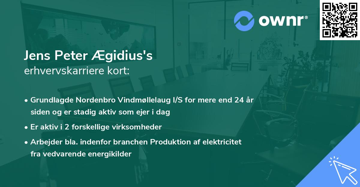 Jens Peter Ægidius's erhvervskarriere kort