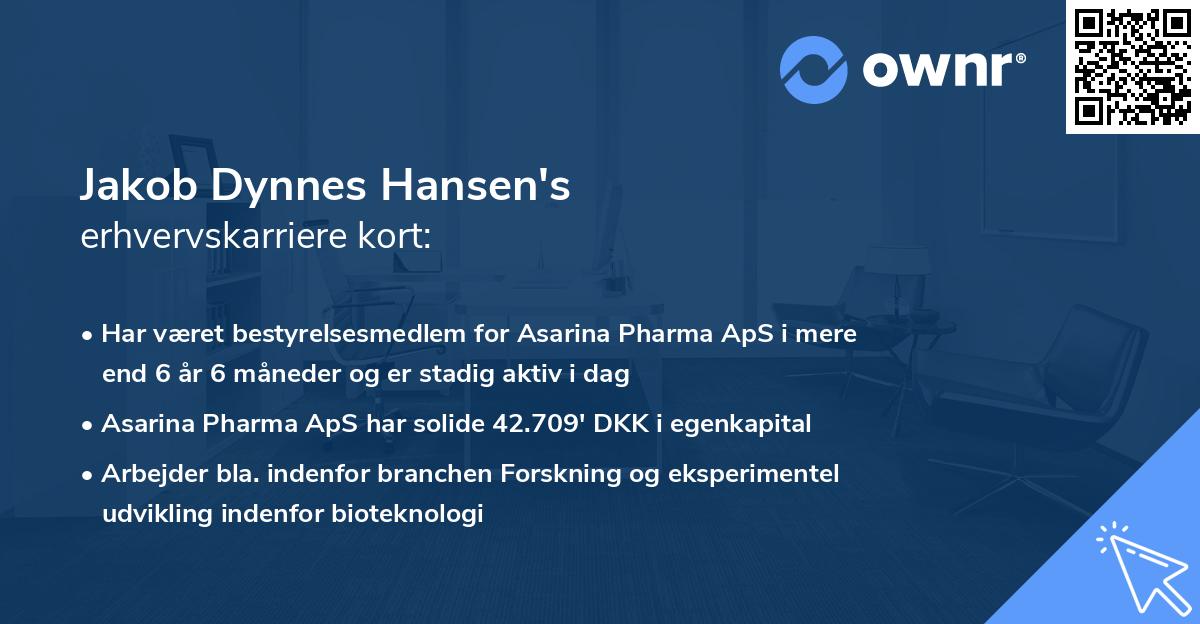 Jakob Dynnes Hansen's erhvervskarriere kort