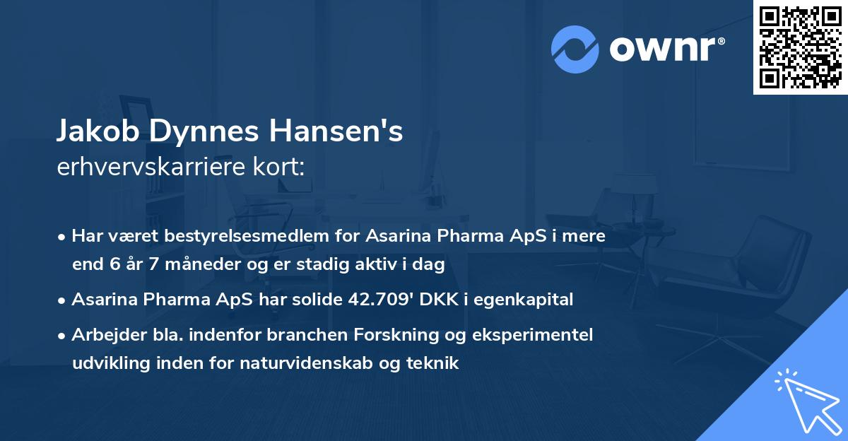 Jakob Dynnes Hansen's erhvervskarriere kort