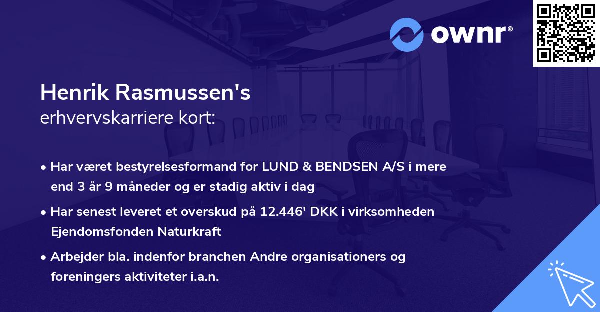 Henrik Rasmussen's erhvervskarriere kort
