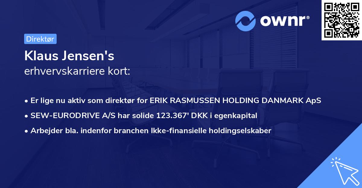 Klaus Jensen's erhvervskarriere kort
