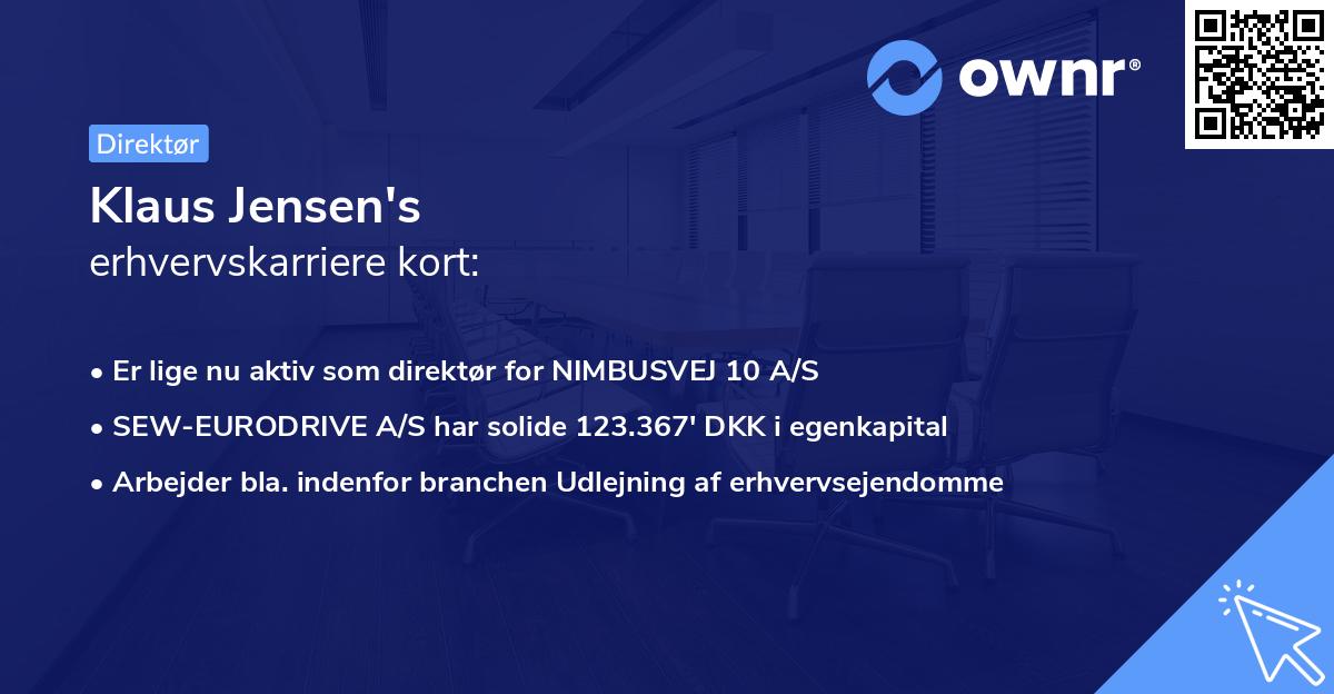 Klaus Jensen's erhvervskarriere kort