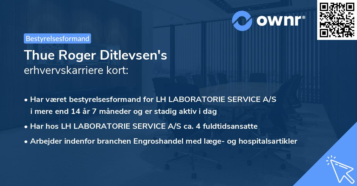 Thue Roger Ditlevsen's erhvervskarriere kort