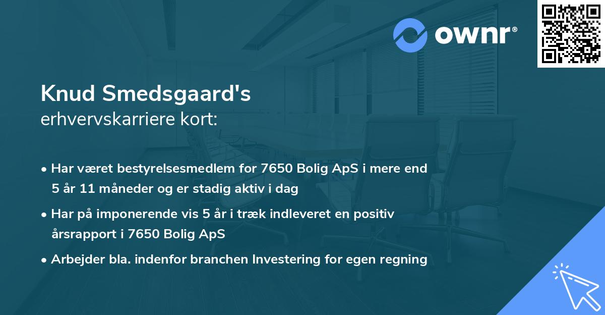 Knud Smedsgaard's erhvervskarriere kort