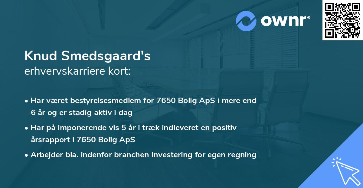 Knud Smedsgaard's erhvervskarriere kort