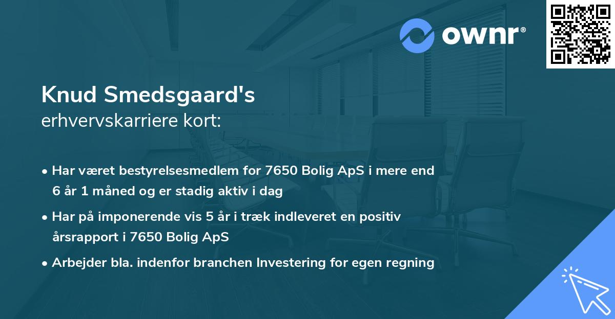 Knud Smedsgaard's erhvervskarriere kort