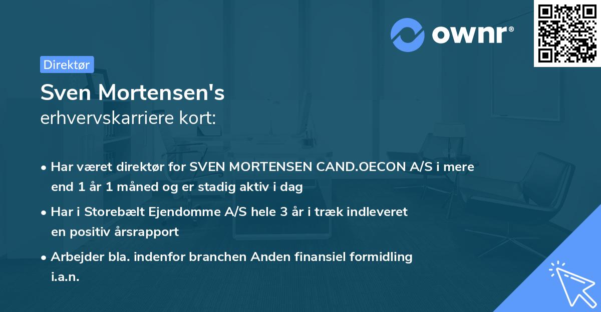 Sven Mortensen's erhvervskarriere kort