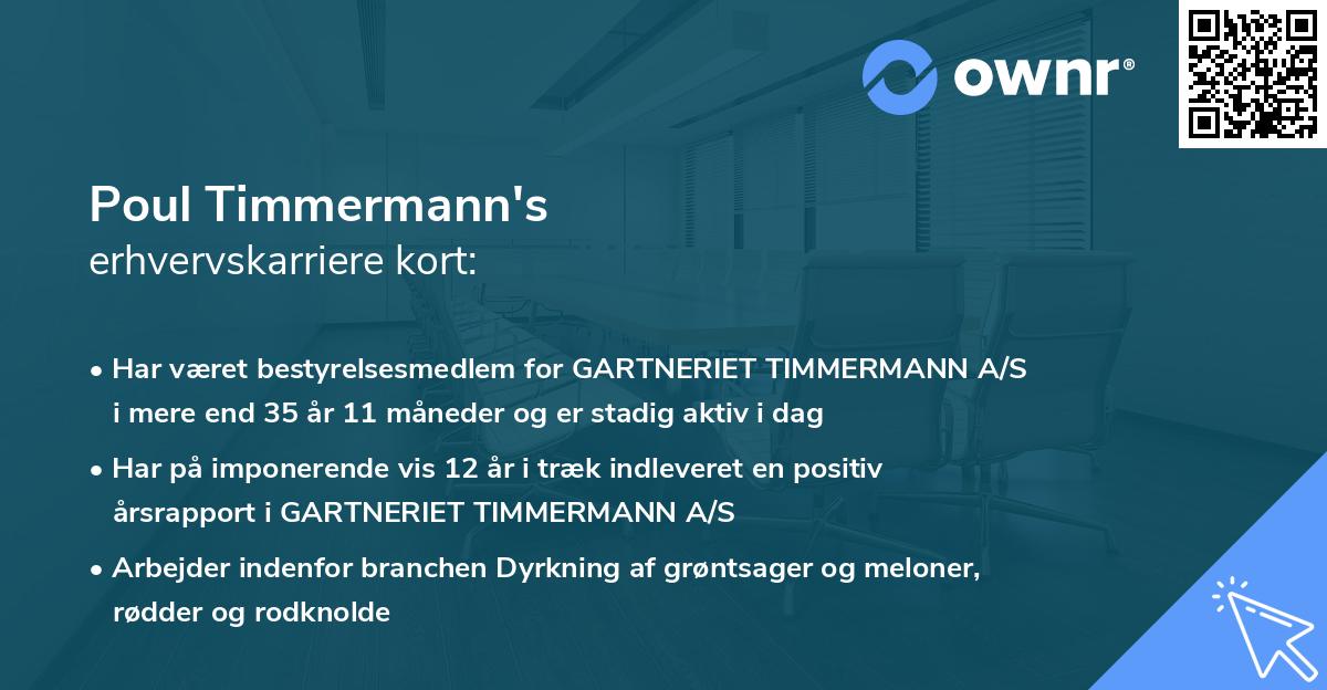 Poul Timmermann's erhvervskarriere kort