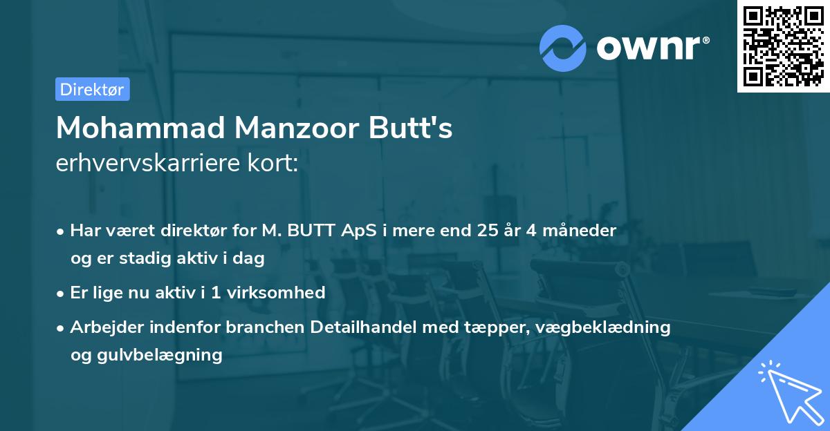 Mohammad Manzoor Butt's erhvervskarriere kort