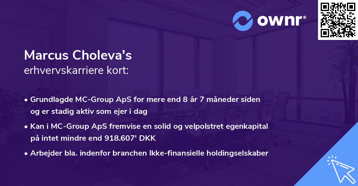 Marcus Choleva's erhvervskarriere kort