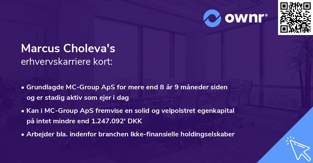 Marcus Choleva's erhvervskarriere kort