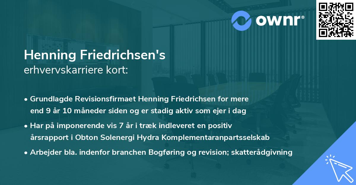 Henning Friedrichsen's erhvervskarriere kort