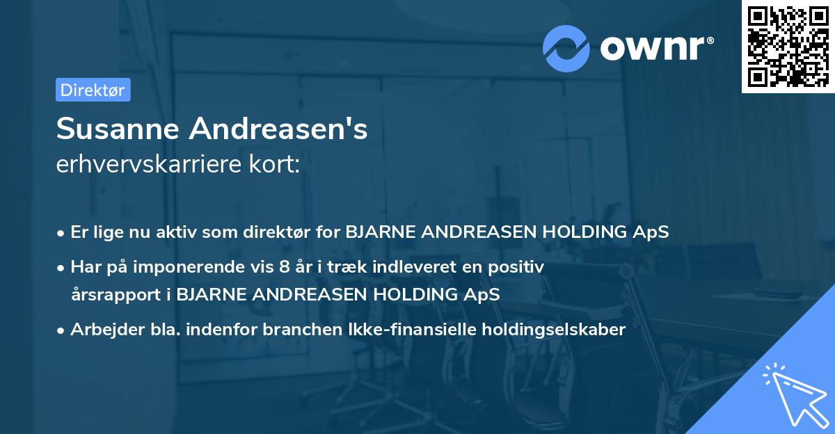 Susanne Andreasen's erhvervskarriere kort
