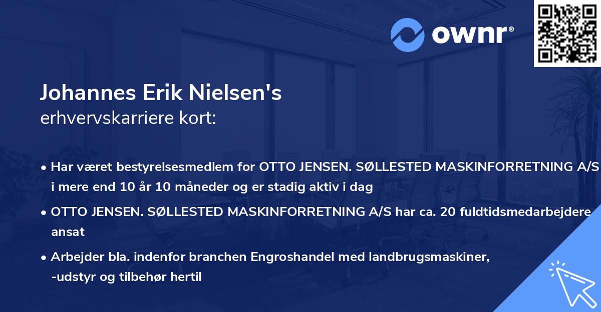 Johannes Erik Nielsen's erhvervskarriere kort