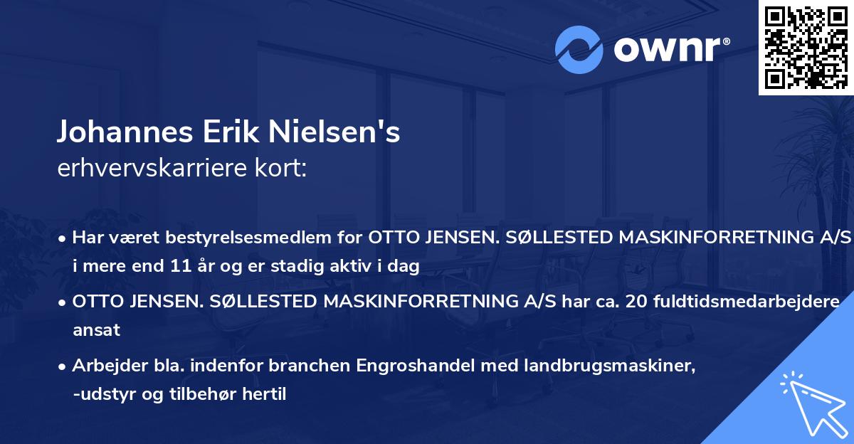 Johannes Erik Nielsen's erhvervskarriere kort