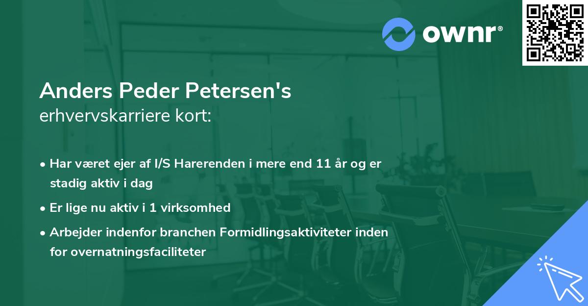 Anders Peder Petersen's erhvervskarriere kort