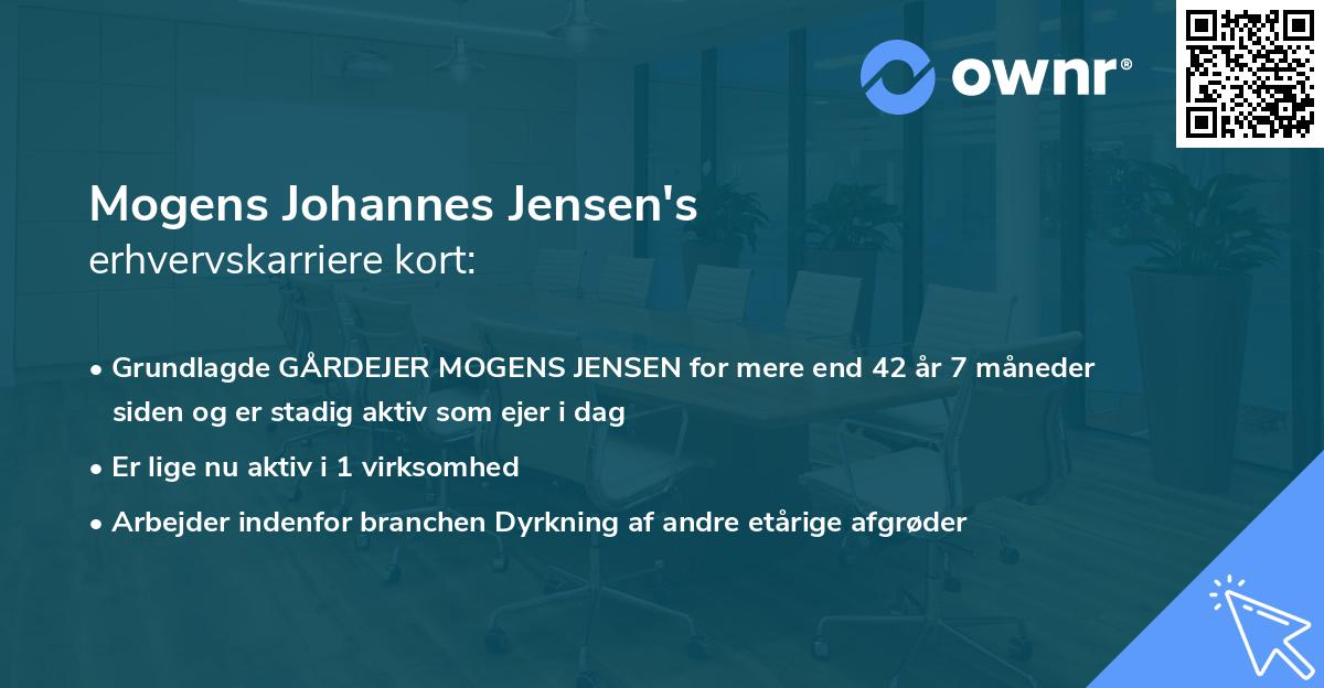 Mogens Johannes Jensen's erhvervskarriere kort