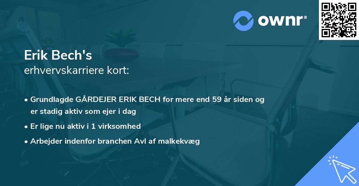 Erik Bech's erhvervskarriere kort