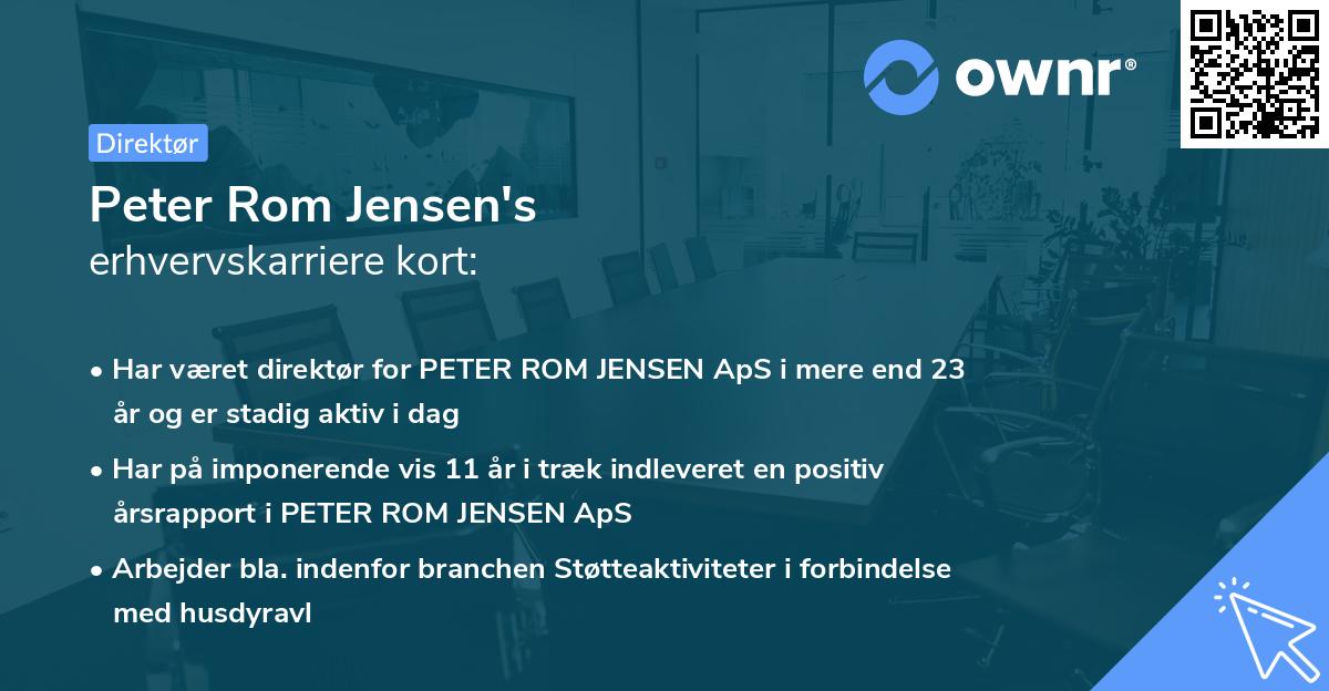 Peter Rom Jensen's erhvervskarriere kort