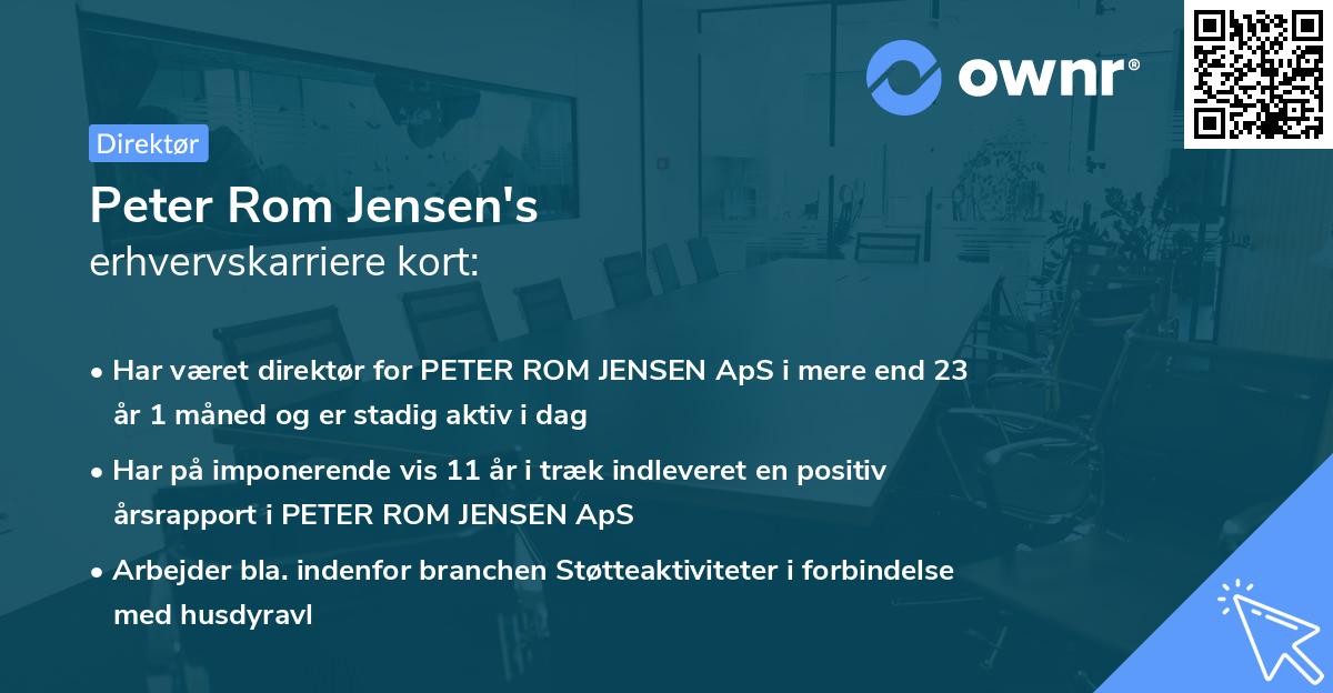Peter Rom Jensen's erhvervskarriere kort
