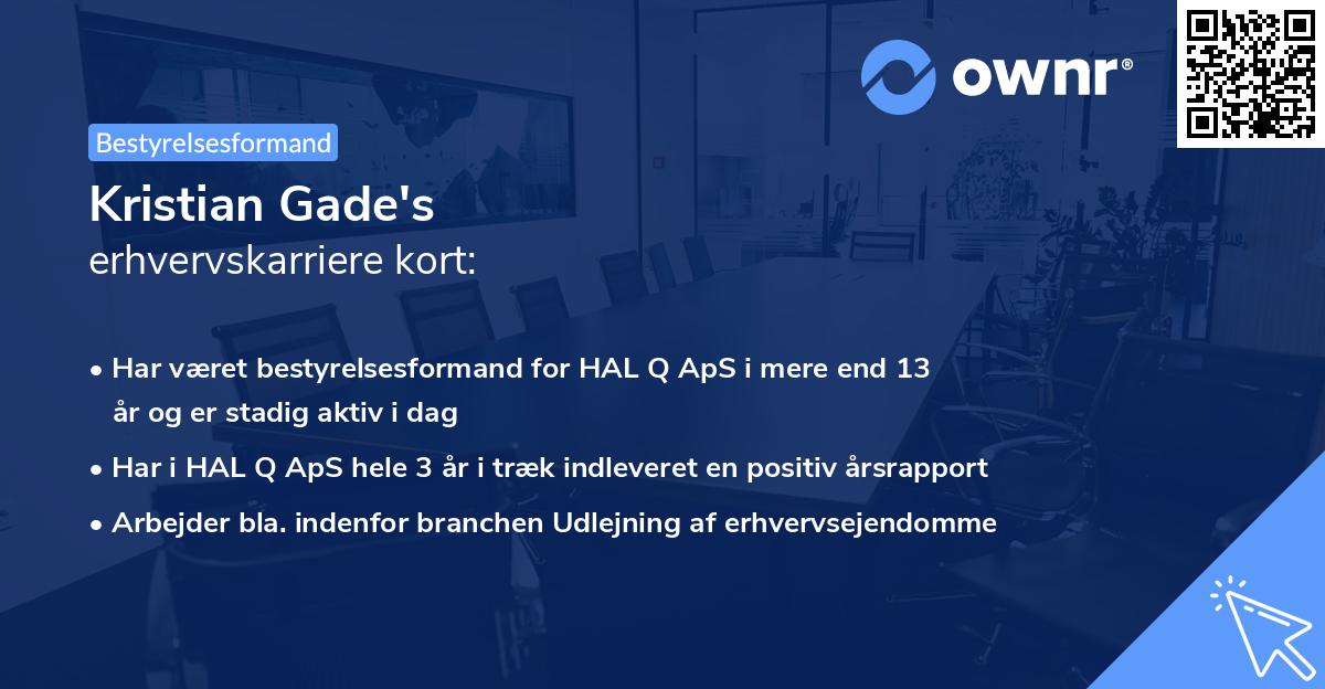 Kristian Gade's erhvervskarriere kort