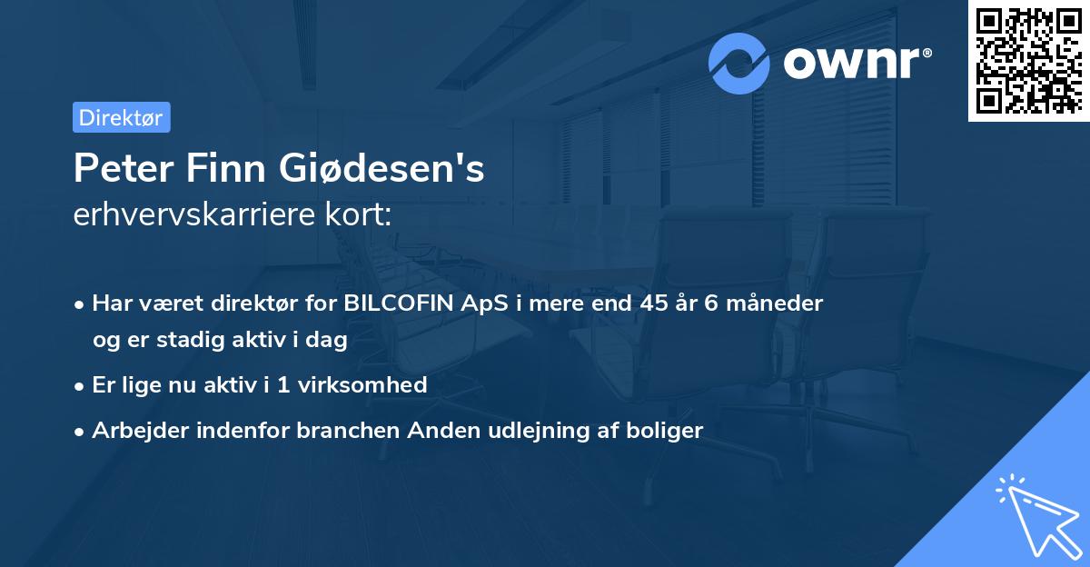 Peter Finn Giødesen's erhvervskarriere kort