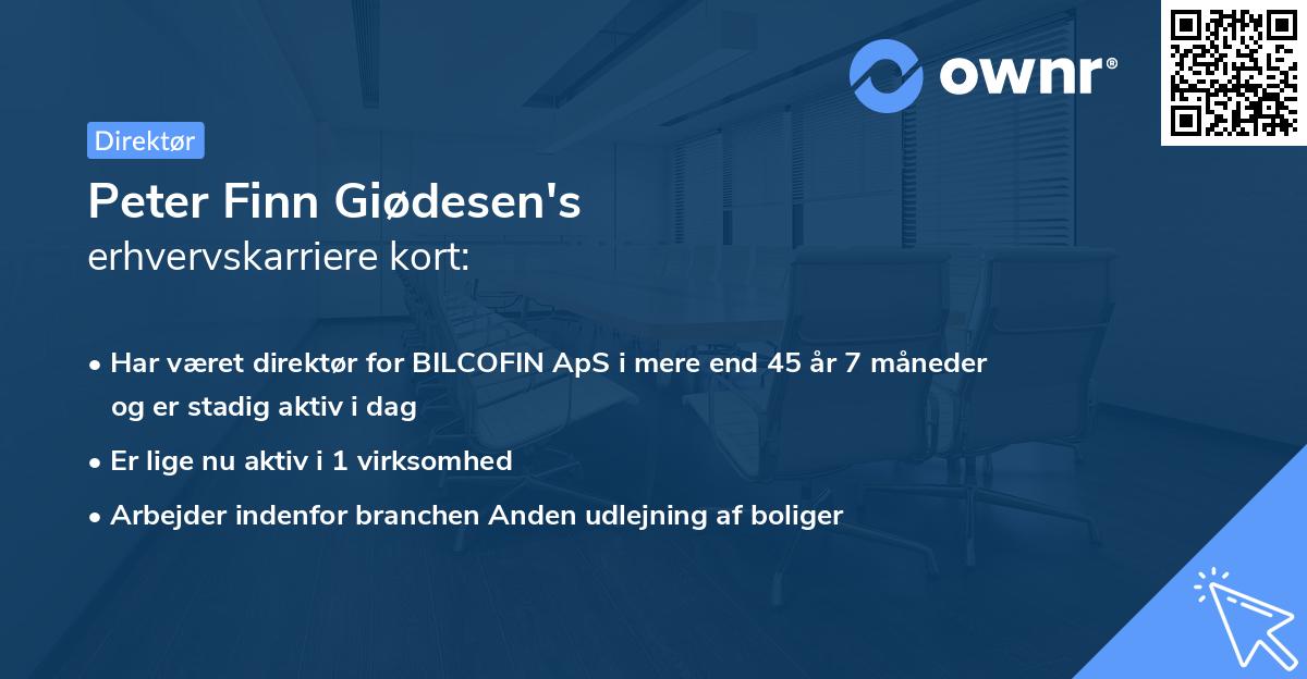 Peter Finn Giødesen's erhvervskarriere kort