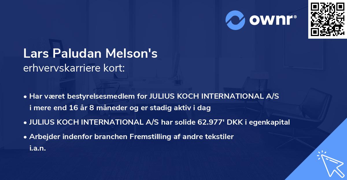 Lars Paludan Melson's erhvervskarriere kort