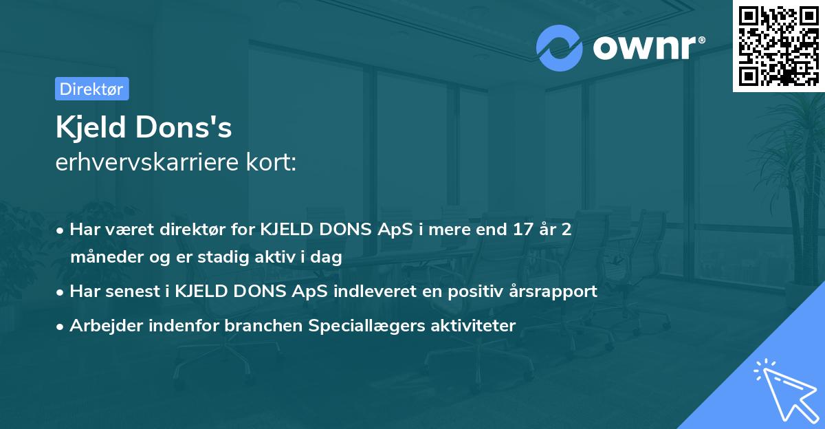 Kjeld Dons's erhvervskarriere kort
