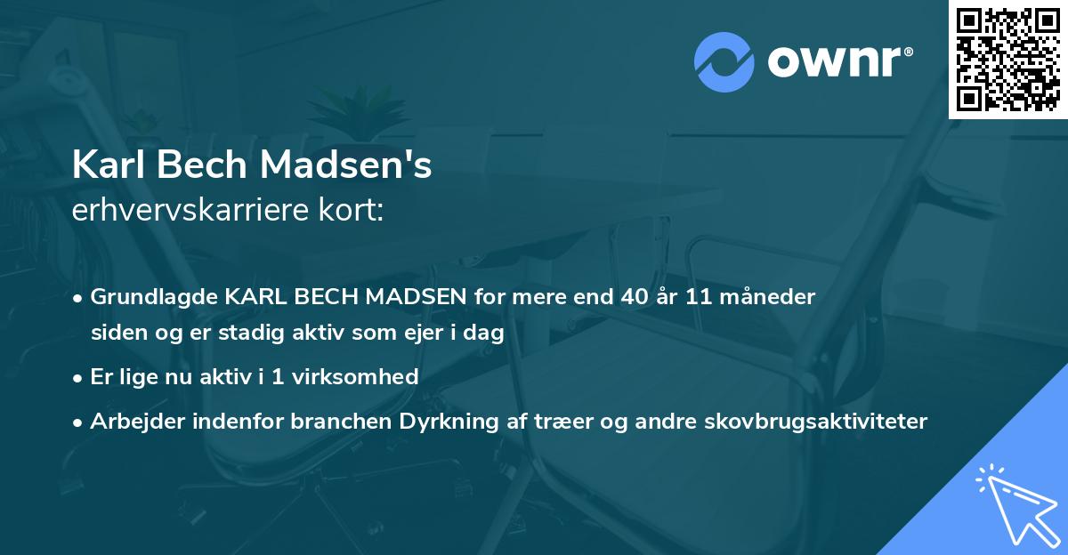Karl Bech Madsen's erhvervskarriere kort
