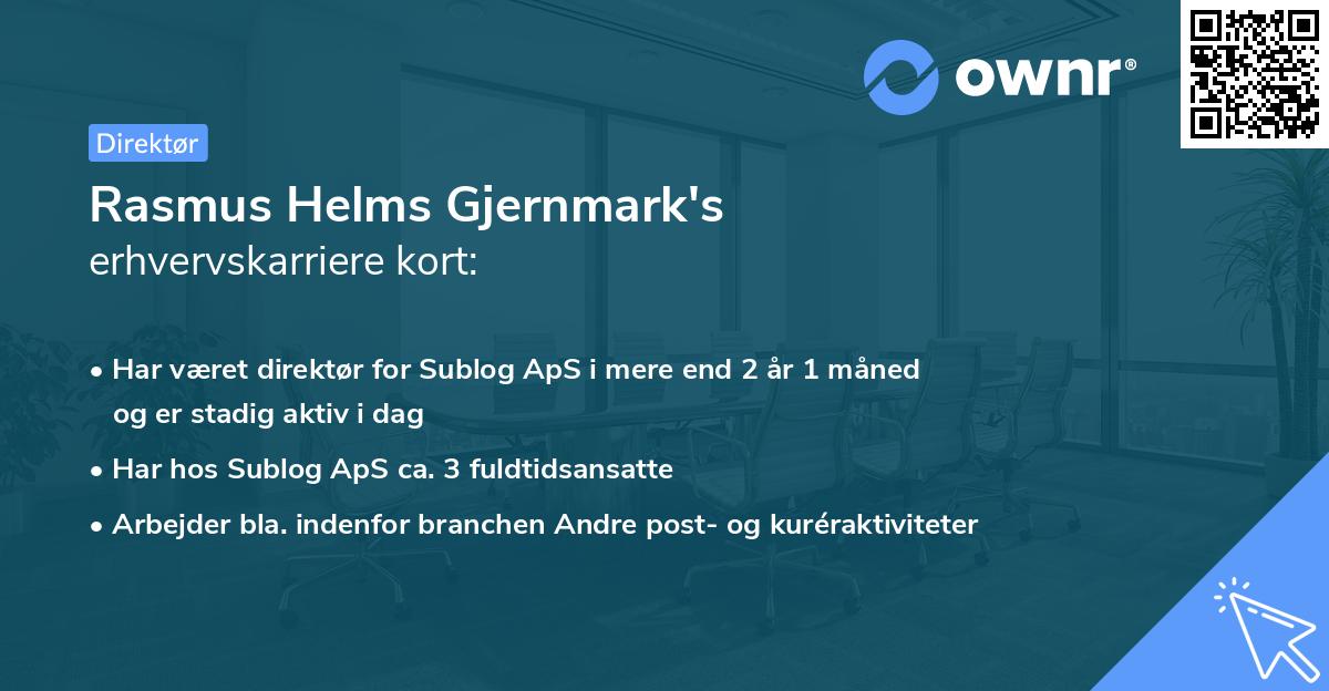 Rasmus Helms Gjernmark's erhvervskarriere kort