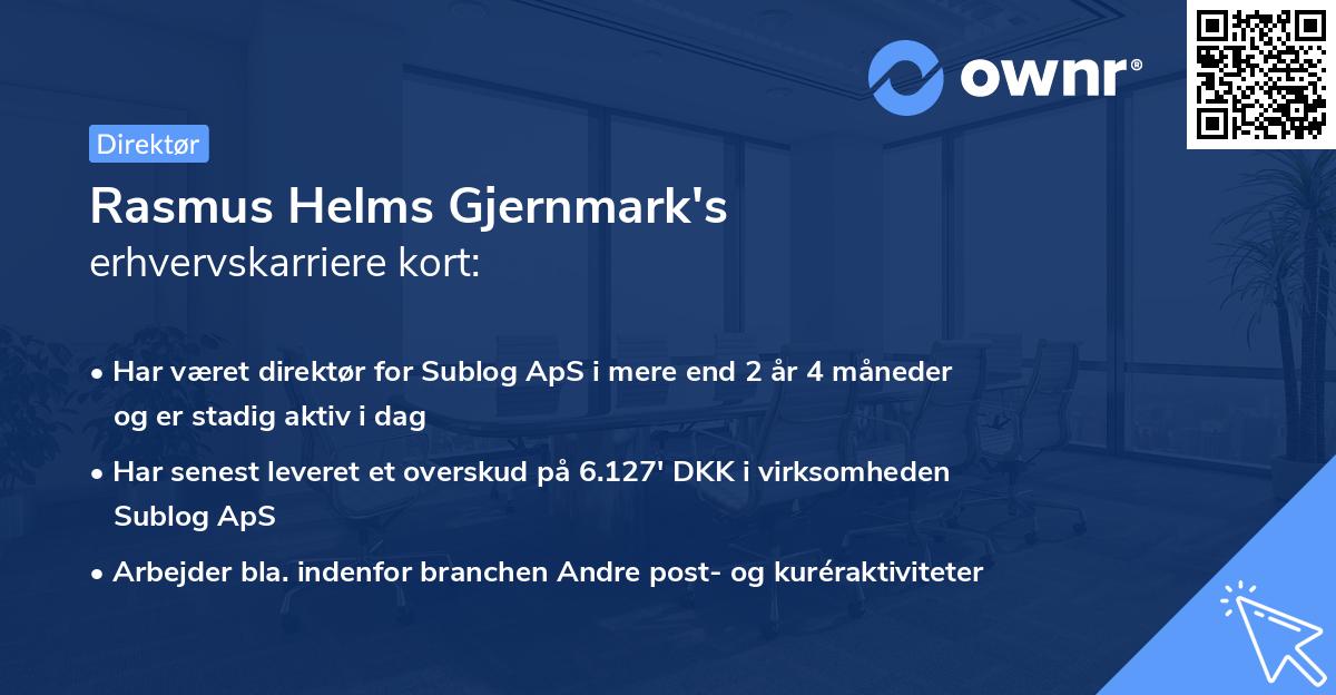 Rasmus Helms Gjernmark's erhvervskarriere kort