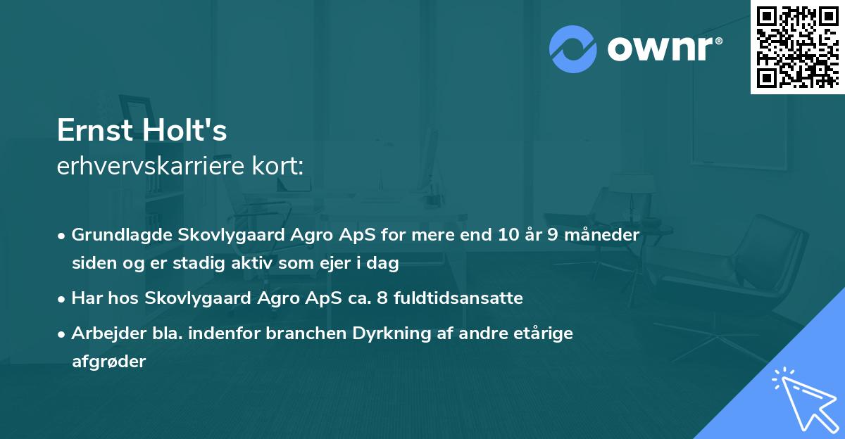 Ernst Holt's erhvervskarriere kort