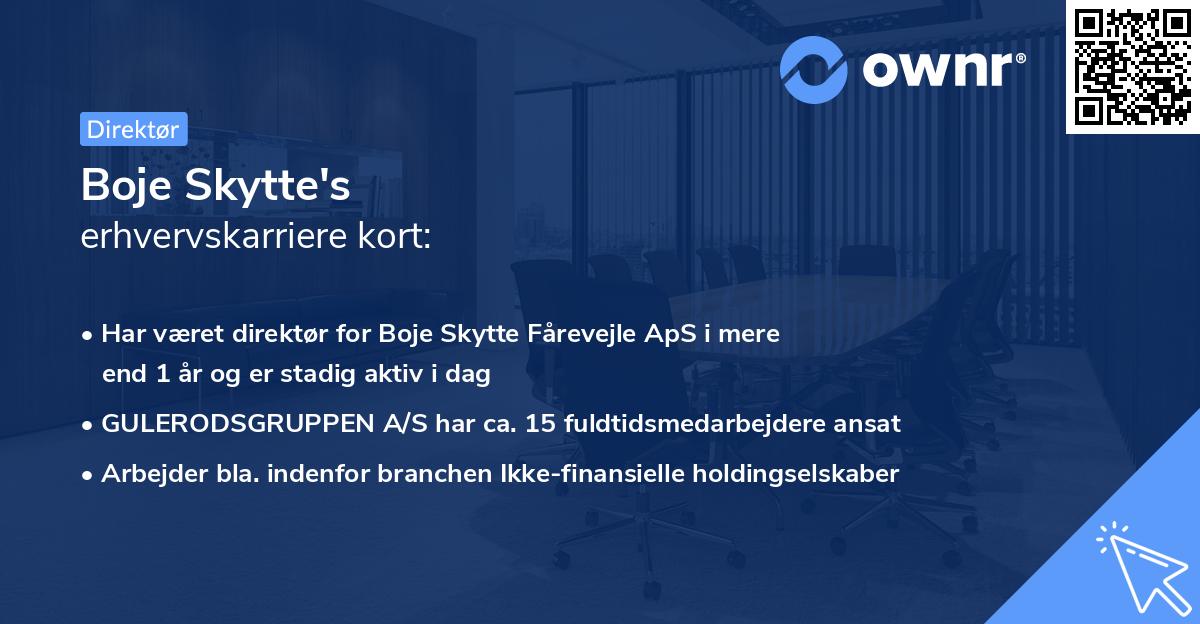 Boje Skytte's erhvervskarriere kort