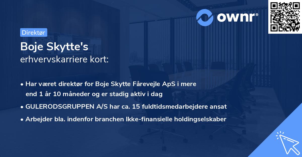 Boje Skytte's erhvervskarriere kort