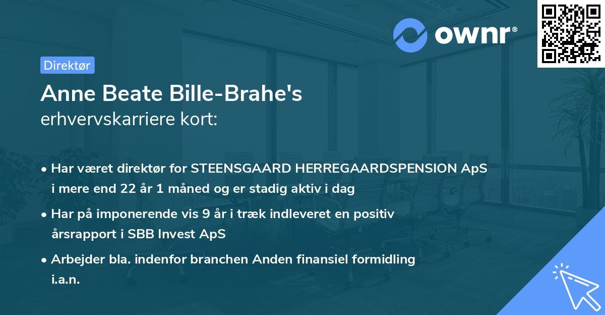 Anne Beate Bille-Brahe's erhvervskarriere kort