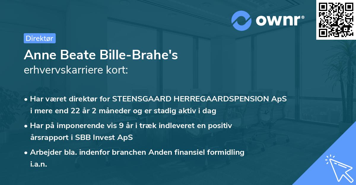 Anne Beate Bille-Brahe's erhvervskarriere kort