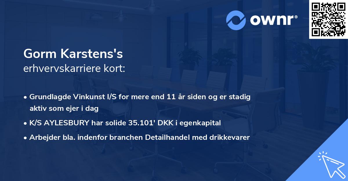 Gorm Karstens's erhvervskarriere kort