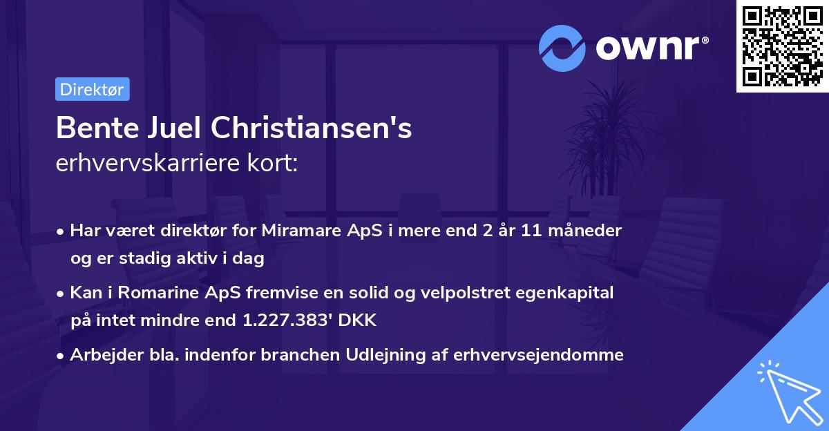 Bente Juel Christiansen's erhvervskarriere kort
