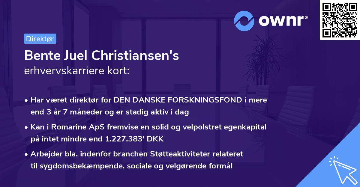 Bente Juel Christiansen's erhvervskarriere kort