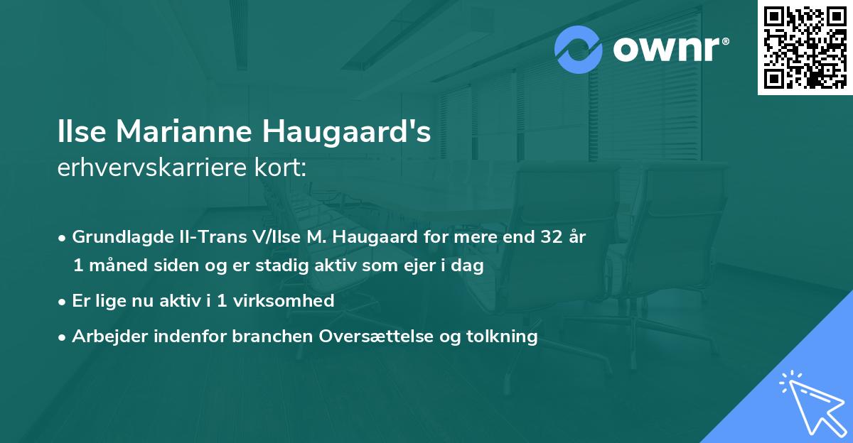 Ilse Marianne Haugaard's erhvervskarriere kort