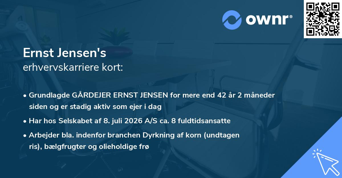 Ernst Jensen's erhvervskarriere kort