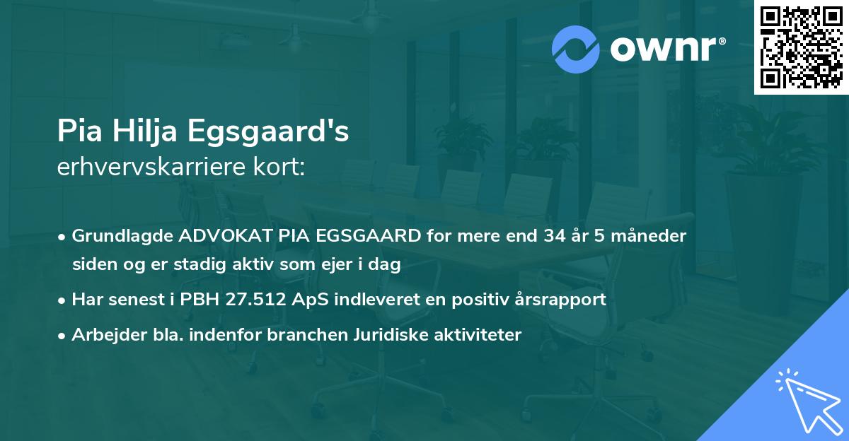 Pia Hilja Egsgaard's erhvervskarriere kort
