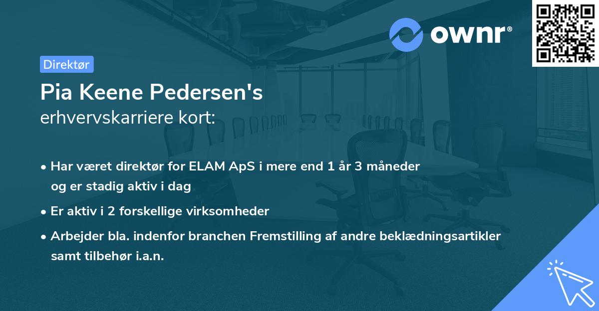 Pia Keene Pedersen's erhvervskarriere kort