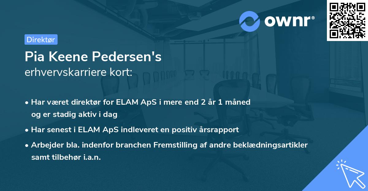 Pia Keene Pedersen's erhvervskarriere kort
