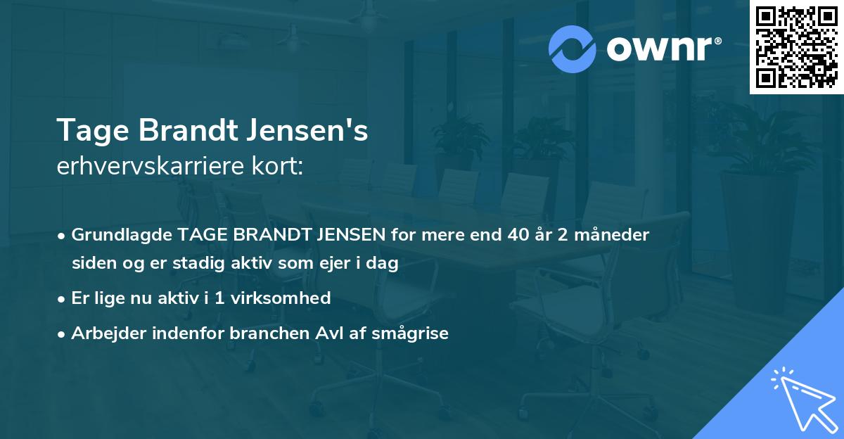Tage Brandt Jensen's erhvervskarriere kort