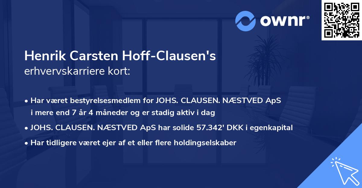 Henrik Carsten Hoff-Clausen's erhvervskarriere kort