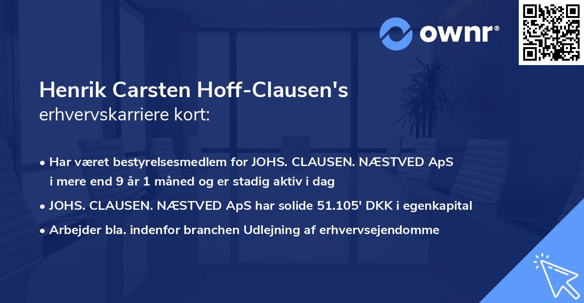 Henrik Carsten Hoff-Clausen's erhvervskarriere kort