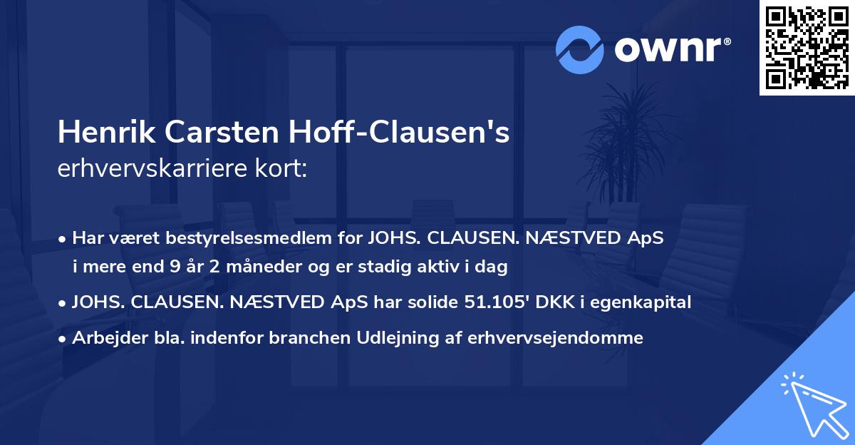 Henrik Carsten Hoff-Clausen's erhvervskarriere kort