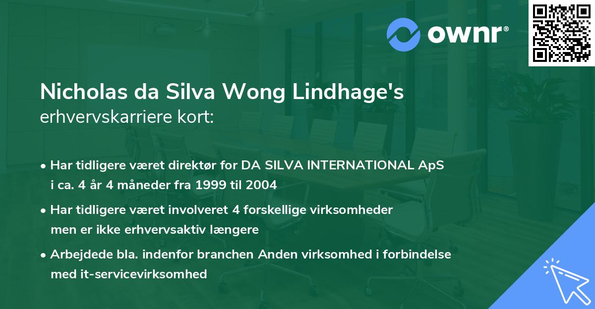 Nicholas da Silva Wong Lindhage's erhvervskarriere kort